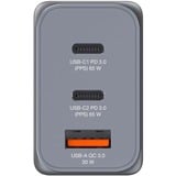Verbatim GNC-65 Universel Noir, Gris Secteur Charge rapide Intérieure Gris, 2x USB-C, 1x USB-A, Intérieure, Secteur, 20 V, Noir, Gris