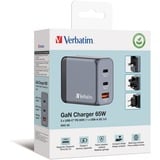 Verbatim GNC-65 Universel Noir, Gris Secteur Charge rapide Intérieure Gris, 2x USB-C, 1x USB-A, Intérieure, Secteur, 20 V, Noir, Gris
