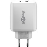 goobay 65W GaN USB-C PD Dual Fast Charger, Chargeur Blanc