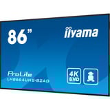 iiyama LH8664UHS-B2AG Écran d'affichage dynamique Écran plat de signalisation numérique 2,17 m (85.6") Wifi 500 cd/m² 4K Ultra HD Noir Intégré dans le processeur Android 11 24/7, Affichage public Noir (Mat), Écran plat de signalisation numérique, 2,17 m (85.6"), 3840 x 2160 pixels, Wifi, 24/7