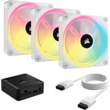 Corsair iCUE LINK QX120 RGB 120mm PWM Fans Starter Kit - Wit, Ventilateur de boîtier Blanc, Connecteur de ventilateur PWM à 4 broches