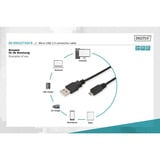 Digitus Câble de connexion USB 2.0 USB-A (mâle) > Micro-USB (mâle) Noir