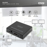 Digitus Répartiteur HDMI 4K, 1x2, Repartiteur HDMI Noir