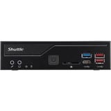 Shuttle Slim PC DH610, S1700, 1x HDMI, 2x DP, 1x 2.5", 2x M.2, 2x LAN (Intel 1G + 2.5G), 2x COM, fonctionnement permanent 24/7, attaches VESA, Barebone Noir, S1700, 1x HDMI, 2x DP, 1x 2.5", 2x M.2, 2x LAN (Intel 1G + 2.5G), 2x COM, fonctionnement permanent 24/7, attaches VESA, 1,3L mini PC, Mini PC type barebone, LGA 1700, DDR4-SDRAM, M.2, SATA, Série ATA II, Série ATA III, 120 W