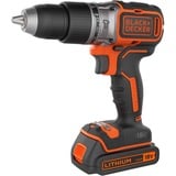 BLACK+DECKER Perceuse à percussion sans fil BL188K Noir/Orange, Batterie, chargeur et mallette inclus