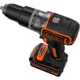 BLACK+DECKER Perceuse à percussion sans fil BL188K Noir/Orange, Batterie, chargeur et mallette inclus