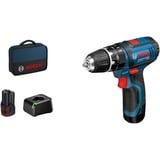 Bosch GSB 12V-15 Professional 1300 tr/min Noir, Bleu, Perceuse à percussion Bleu/Noir, Perceuse à poignée pistolet, Noir, Bleu, 1 cm, 1300 tr/min, 1,9 cm, 1 cm