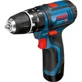 Bosch GSB 12V-15 Professional 1300 tr/min, Perceuse à percussion Bleu/Noir, Perceuse à poignée pistolet, 1 cm, 1300 tr/min, 1,9 cm, 1 cm, 1 mm