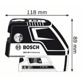Bosch Laser points et lignes GCL 25 Professional, Laser Cross Ligne Bleu/Noir, 4°, 635 nm (< 1 mW), Niveau à point, Noir, Bleu, 1/4,5/8", 1,5 V
