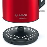 Bosch TWK3P424 bouilloire 1,7 L 2400 W Gris, Rouge Rouge/gris, 1,7 L, 2400 W, Gris, Rouge, Acier inoxydable, Indicateur de niveau d'eau, Arrêt de sécurité en cas de surchauffe