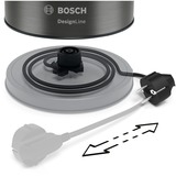 Bosch TWK5P475 bouilloire 1,7 L 2400 W Gris Gris/Noir, 1,7 L, 2400 W, Gris, Acier inoxydable, Indicateur de niveau d'eau, Sans fil