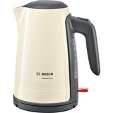 Bosch TWK6A017 bouilloire 1,7 L 2400 W Beige, Noir crème/gris foncé, 1,7 L, 2400 W, Beige, Noir, Plastique, Acier inoxydable, Indicateur de niveau d'eau, Arrêt de sécurité en cas de surchauffe
