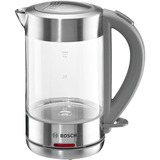 Bosch TWK7090B bouilloire 1,5 L 2200 W Gris Acier inoxydable/Gris clair, 1,5 L, 2200 W, Gris, Verre, Indicateur de niveau d'eau, Arrêt de sécurité en cas de surchauffe
