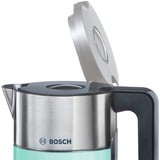 Bosch TWK8612P bouilloire 1,5 L Noir, Gris, turquoise 2000 W Turquoise, 1,5 L, Noir, Gris, turquoise, Plastique, Acier inoxydable, boutons, Bouton, 0,8 m