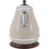 DeLonghi Bouilloire Icona vintage Crème/chrome, 1,7 L, 2000 W, Beige, Acier inoxydable, Indicateur de niveau d'eau, Arrêt de sécurité en cas de surchauffe