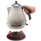 DeLonghi Bouilloire Icona vintage Crème/chrome, 1,7 L, 2000 W, Beige, Acier inoxydable, Indicateur de niveau d'eau, Arrêt de sécurité en cas de surchauffe