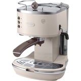 DeLonghi Icona Vintage ECOV 311.BG Semi-automatique Machine à expresso 1,4 L Beige/argent lustré, Machine à expresso, 1,4 L, Café moulu, 1100 W, Blanc