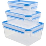 Emsa CLIP & CLOSE Rectangulaire Boîte Bleu, Transparent 3 pièce(s) Transparent/Bleu, Boîte, Rectangulaire, Bleu, Transparent, Élastomère thermoplastique (TPE), Allemagne, 3 pièce(s)