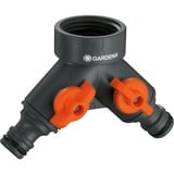 GARDENA 2 voies Distributeur d'eau bidirectionnel (940-20), Raccord de robinet Gris/Orange, Noir, Orange