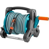 GARDENA Dévidoir portable Classic 10 équipé, Tambour à tuyau Gris/Turquoise, Enrouleur posé au sol, Multicolore, 10 m, 1,3 cm