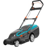 GARDENA Tondeuse à gazon à batterie PowerMax Li-40/37 (sans batterie) Noir/Turquoise, Tondeuse à gazon poussée, 450 m², 37 cm, 2 cm, 6 cm, Lames rotatives