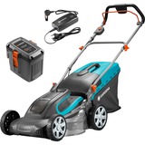 GARDENA Tondeuse sur batterie PowerMax Li-40/41, Tondeuse à gazon Noir/Turquoise, Incl. chargeur et batterie