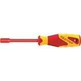 GEDORE Clé à douille VDE avec poignée 3K, 7 mm, Clés mixtes à cliquet Rouge/Jaune