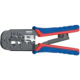 KNIPEX Pince à sertir pour fiches Western Bleu/Rouge, pince brunie, poignées avec gaines bi-matière