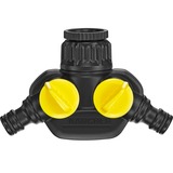 Kärcher Prise Robinet 2 Voies, Pièce de robinet Noir/Jaune, Connecteur de raccords, Système d'aspersion, Plastique, Noir, Jaune, 45°, 25,4 / 2 mm (1 / 2")