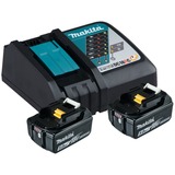 Makita 197570-9 batterie et chargeur d’outil électroportatif Ensemble de batterie et de chargeur, Bundle Noir, Ensemble de batterie et de chargeur, Lithium-Ion (Li-Ion), 5 Ah, 18 V, Makita, Noir, Bleu