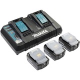 Makita 198458-6 batterie et chargeur d’outil électroportatif Ensemble de batterie et de chargeur, Bundle Noir, Ensemble de batterie et de chargeur, Lithium-Ion (Li-Ion), 5 Ah, 18 V, Makita, 3 pièce(s)