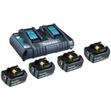 Makita 199483-0 batterie et chargeur d’outil électroportatif Ensemble de batterie et de chargeur, Bundle Noir, Ensemble de batterie et de chargeur, Lithium-Ion (Li-Ion), 5 Ah, 18 V, Makita, 4 pièce(s)