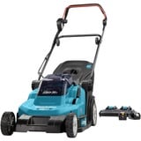 Makita DLM432PT2 tondeuse à gazon Tondeuse à gazon poussée Batterie Vert Bleu/Noir, Tondeuse à gazon poussée, 575 m², 43 cm, 2 cm, 7,5 cm, Lames rotatives