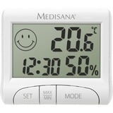 Medisana HG 100 Intérieure Hygromètre électronique Blanc, Horloge de table Blanc, Numérique, Rectangulaire, AAA, 1,5 V, 82 mm, 70 mm