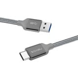 Nevox 1480 câble USB 2 m USB 3.2 Gen 2 (3.1 Gen 2) USB A USB C Gris Gris, 2 m, USB A, USB C, USB 3.2 Gen 2 (3.1 Gen 2), Mâle/Mâle, Gris