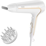 Philips ThermoProtect Ionic Sèche-cheveux ThermoProtect Ionique, 2 200 W, fonction ionique Blanc/Or, 2 200 W, fonction ionique, CC, Blanc, Uniforme, Acrylonitrile-Butadiène-Styrène (ABS), Orifice de suspension, 1,8 m