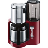 Siemens TC86504 machine à café Machine à café filtre 1 L, Machine à filtre Rouge/Noir, Machine à café filtre, 1 L, 1100 W, Noir, Rouge, Argent