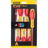 Stanley TOURNEVIS ISOLES 1000V ELEC + POZI + TESTEUR - JEU DE 6PCS FATMAX Rouge/Jaune, Caoutchouc, Rouge/jaune