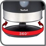 Tefal Snow KO3308 bouilloire 1,7 L 2400 W Noir Acier inoxydable/Noir, 1,7 L, 2400 W, Noir, Indicateur de niveau d'eau, Sans fil, Filtrage