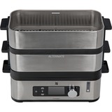 WMF KITCHENminis 0415090011 cuiseur vapeur 2 Nombre de paniers Comptoir 900 W Noir, Acier inoxydable Argent, 2 Nombre de paniers, Noir, Acier inoxydable, Comptoir, Boutons, Rotatif, Devant, Acier inoxydable