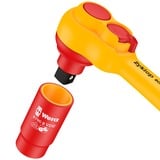 Wera 8100 SB VDE 1 Jeu de cliquets Zyklop, Set d'outils Rouge/Jaune, 17 pièces, isolées, avec levier d'inverseur, 3/8" drive, métrique