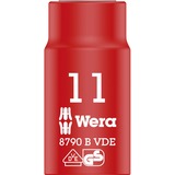 Wera Douille à cliquet Zyklop VDE, 11mm, 3/8", Clés mixtes à cliquet Rouge/Jaune