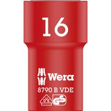 Wera Douille à cliquet Zyklop VDE, 16mm, 3/8", Clés mixtes à cliquet Rouge/Jaune