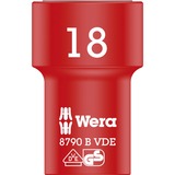 Wera Douille à cliquet Zyklop VDE, 18mm, 3/8", Clés mixtes à cliquet Rouge/Jaune
