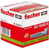 fischer 062759 ancrage à vis et cheville murale 25 pièce(s) 6 cm Gris clair, Gris, 6 cm, 1 cm, 7,5 cm, 6 mm, 8 mm