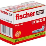 fischer 077889 ancrage à vis et cheville murale 50 pièce(s) 3,5 cm Gris clair, 3,5 cm, 6 mm, 4,5 cm, 4 mm, 5 mm, 50 pièce(s)