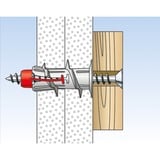 fischer DUOBLADE 40 pièce(s) Kit de fiches murales et vis 4,4 cm, Cheville Gris clair/Rouge, Kit de fiches murales et vis, Béton, Plastique, Gris, Cruciforme, PZ2