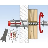 fischer DUOBLADE 40 pièce(s) Kit de fiches murales et vis 4,4 cm, Cheville Gris clair/Rouge, Kit de fiches murales et vis, Béton, Plastique, Gris, Cruciforme, PZ2