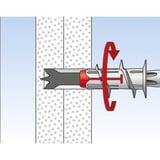 fischer DUOBLADE 40 pièce(s) Kit de fiches murales et vis 4,4 cm, Cheville Gris clair/Rouge, Kit de fiches murales et vis, Béton, Plastique, Gris, Cruciforme, PZ2