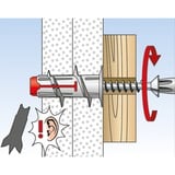 fischer DUOBLADE 40 pièce(s) Kit de fiches murales et vis 4,4 cm, Cheville Gris clair/Rouge, Kit de fiches murales et vis, Béton, Plastique, Gris, Cruciforme, PZ2